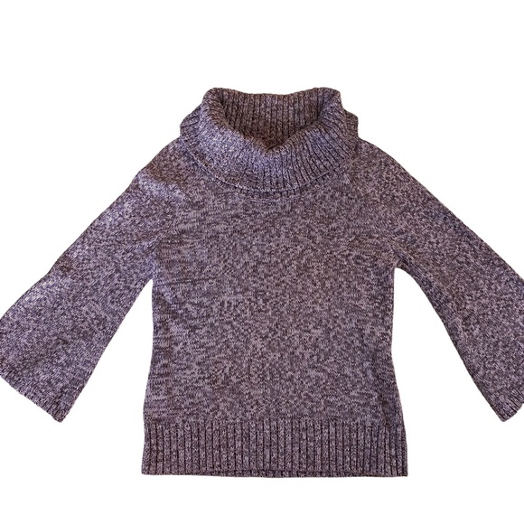 Nubby brown and cream Jillian and Nicole 3/4 sleeve cowl neck sweater - Picture 3 of 10